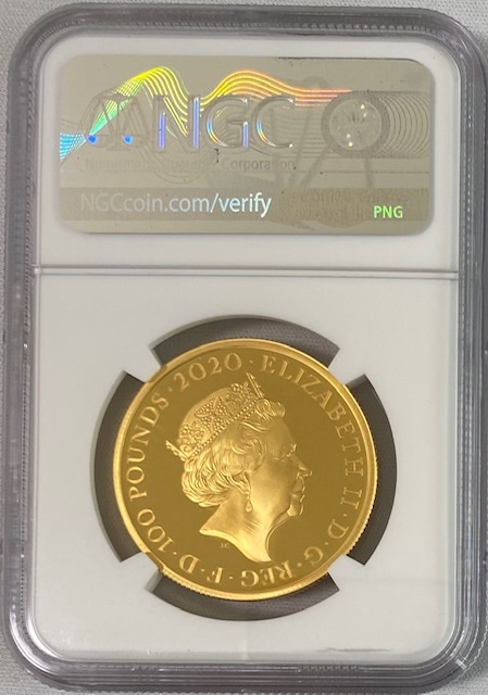 グレートブリテン2020年エリザベスII世1オンス100ポンドプルーフ