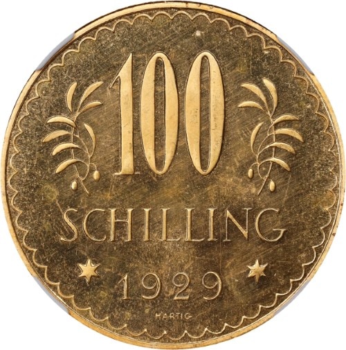 アンティークコイン オーストリア第一共和国 1929年 100シリング金貨