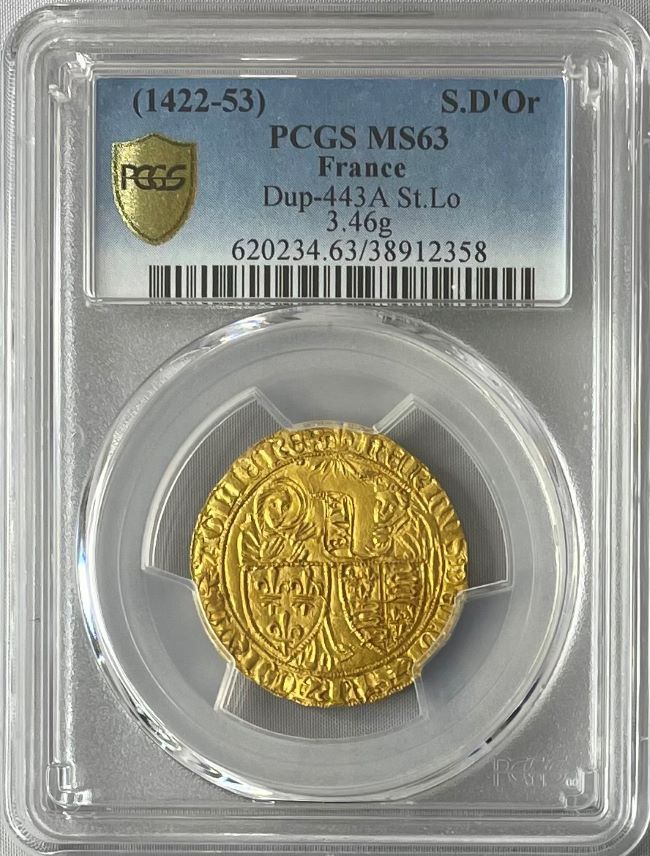 【動画あり】フランス-アングロガリック-フランス&イングランドヘンリー6世(1422-53) ゴールドサルトドールPCGS-MS63