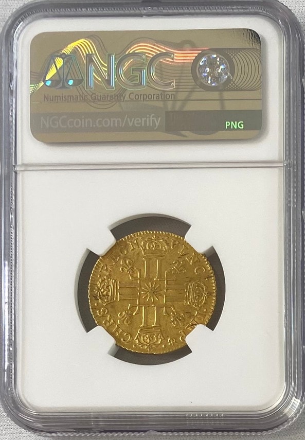 【動画あり】【レア度2-R2】フランス 1709-D年 ルイ14世 1ルイドール金貨 ソレイユ NGC-AU58