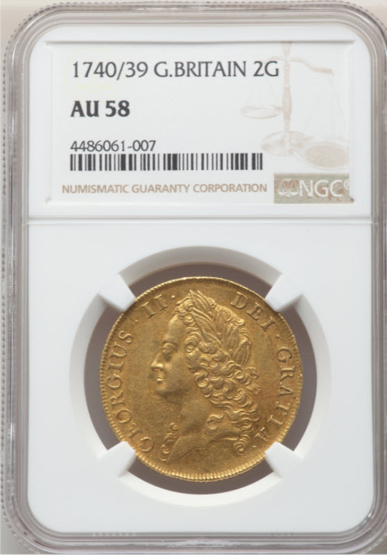動画あり】グレートブリテン1740/39年2ギニー金貨ジョージ2世
