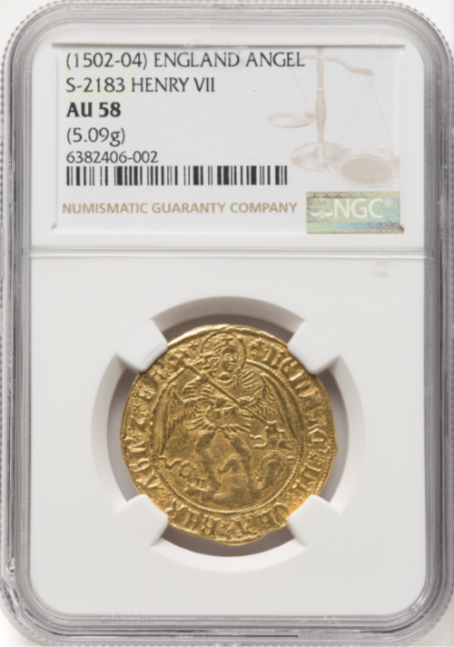 【動画あり】アンティークコイン グレートブリテン 1502-04年ヘンリー7世 エンジェル金貨 PCGS-AU58