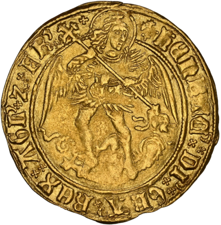 【動画あり】アンティークコイン グレートブリテン 1502-04年ヘンリー7世 エンジェル金貨 PCGS-AU58