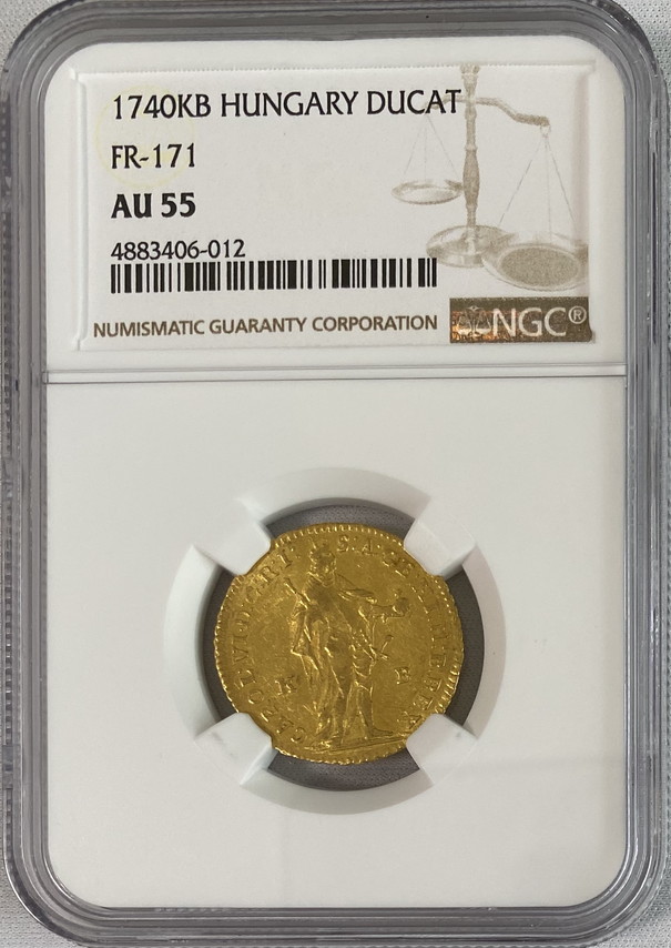 ハンガリー 1740-KB年カール6世ダカット金貨NGC-AU55 | アンティーク