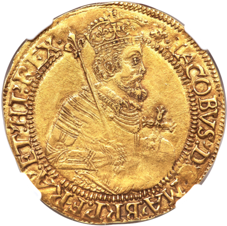 【動画あり】アンティークコイン グレートブリテン 1613-15年 ジェームズ1世 ゴールド・ユナイト金貨 NGC-AU58