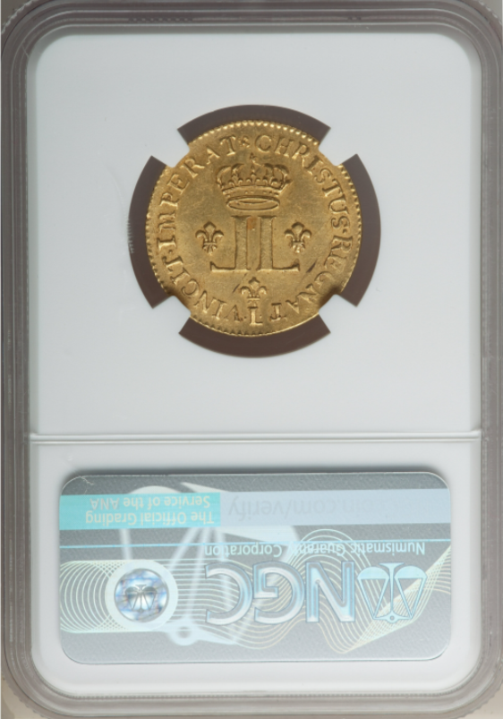 【レア度2-R2】フランス 1722-L年 ルイ15世 1ルイドール金貨 NGC-MS61