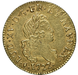 【レア度2-R2】フランス 1722-L年 ルイ15世 1ルイドール金貨 NGC-MS61