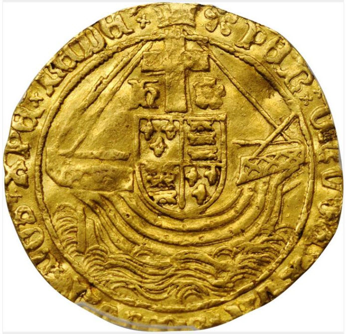 グレートブリテン1495-1498年ヘンリー7世エンジェル金貨PCGS-AU50