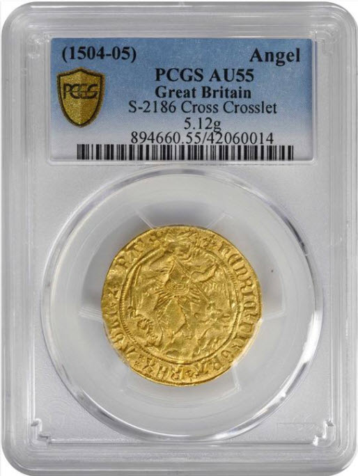 グレートブリテン1504-05年ヘンリー7世エンジェル金貨PCGS-AU55