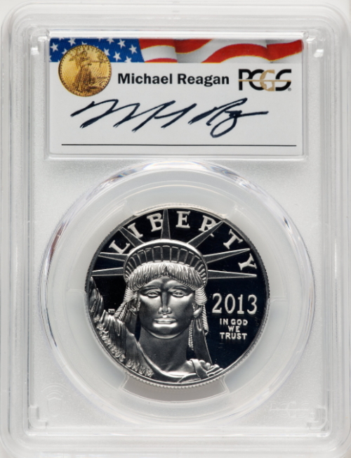 マイケル・レーガン サイン入り】 アメリカ 100ドル 1オンス プラチナ