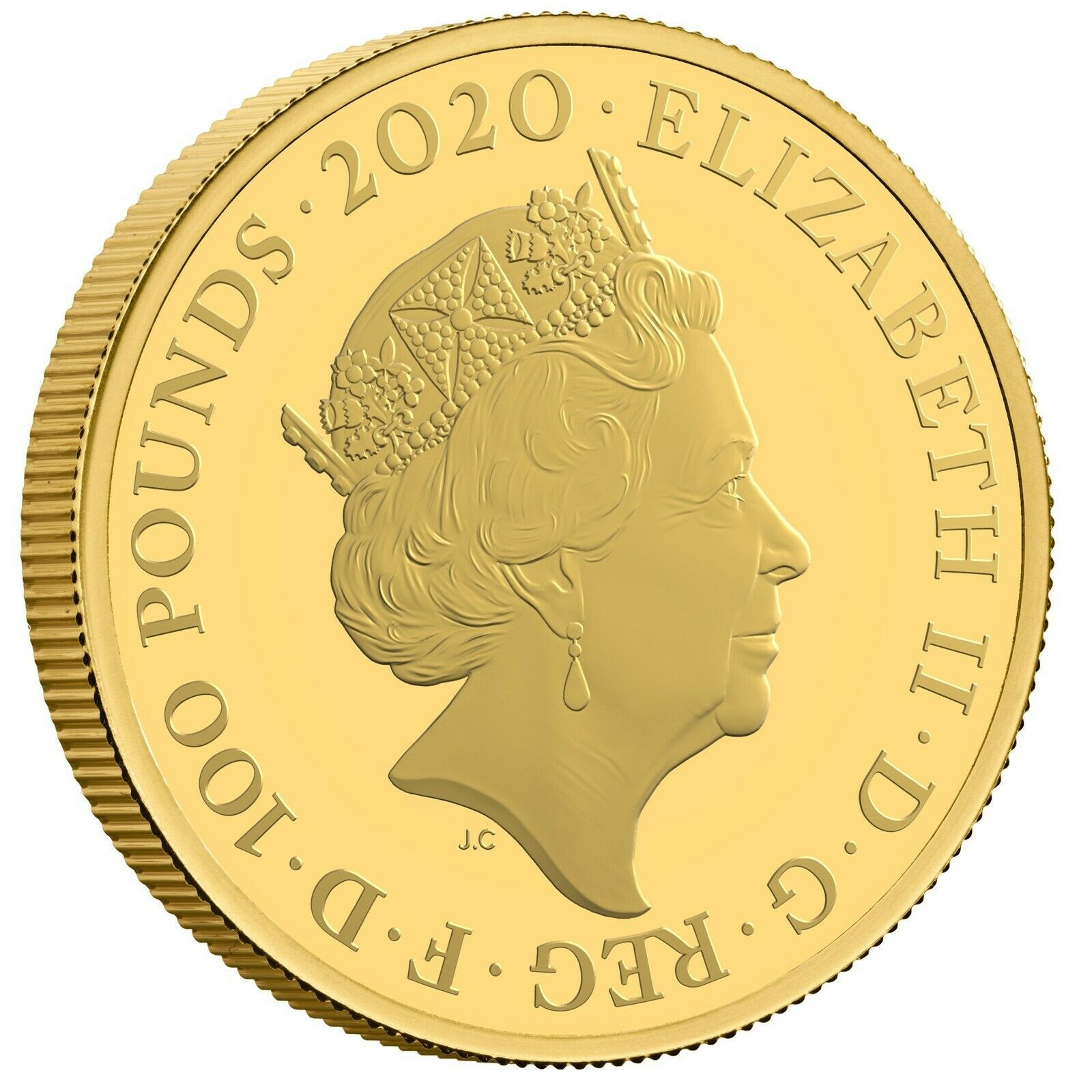 グレートブリテン2020年エリザベスII世100ポンド1オンスプルーフ金貨 