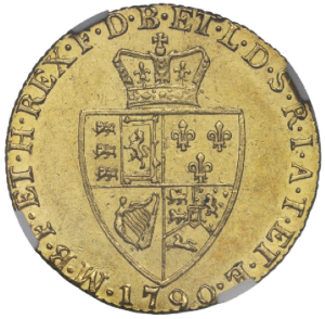 グレートブリテン 1790年 ジョージ3世 1ギニー金貨 NGC-AU55