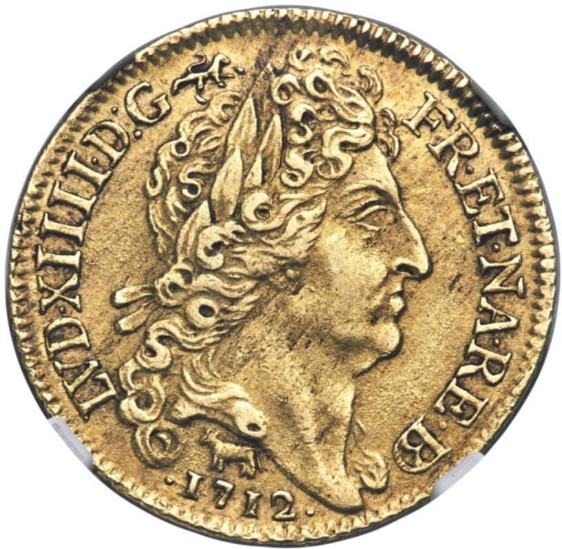 フランス 1712-Pau年 ルイ14世 1ルイドール金貨 NGC AU55