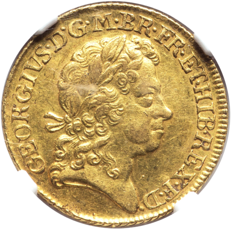 アンティークコイン グレートブリテン 1721年 ジョージ1世 1ギニー金貨 NGC-AU55