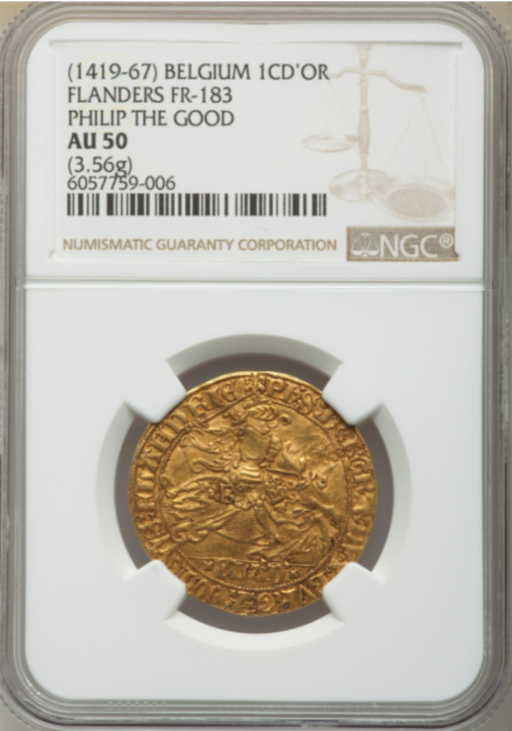 ベルギーフランドルフィリップ・ル・ボン ゴールドキャバリア・ドール ND (1419-1467) NGC-AU50