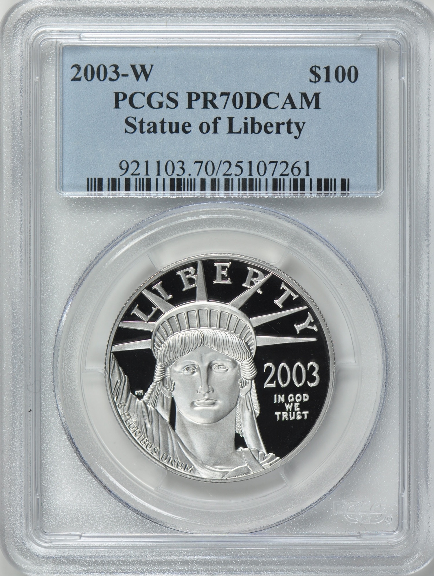 2003W アメリカン イーグル プラチナ　プルーフ　100ドル　1オンス 2003W アメリカン イーグル プラチナコインプルーフ100ドル1オンス