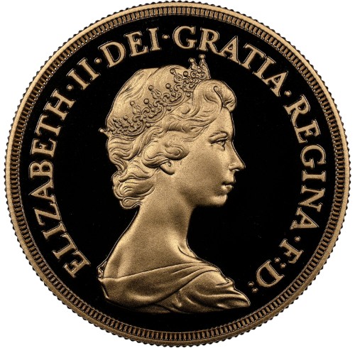 グレートブリテン 1981年 エリザベス2世 クィンタプル・ソブリン 5ポンド金貨 NGC-PF70 UCAM
