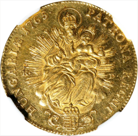 アンティークコイン 1765年 オーストリア・ハンガリー マリアテレジア 2ダカット金貨 NGC-MS61 Augustana Collection