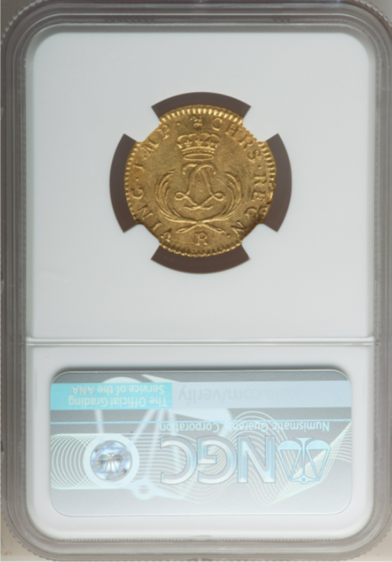 【レア度1-R1】フランス 1723-R年 ルイ15世 ルイドール金貨 NGC-AU58