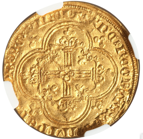 アンティークコインフランス-フランシュヴァル金貨 (1350-64)ジャンII世-NGC-MS-61