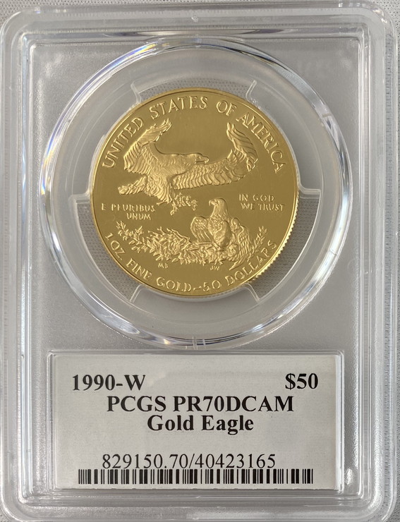 動画あり】アメリカ50ドル金貨ゴールドイーグル1990-W年$50PCGS