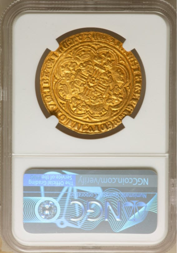 【動画あり】グレートブリテン エドワード3世(1361-1369) ノーブル金貨 NGC-AU50