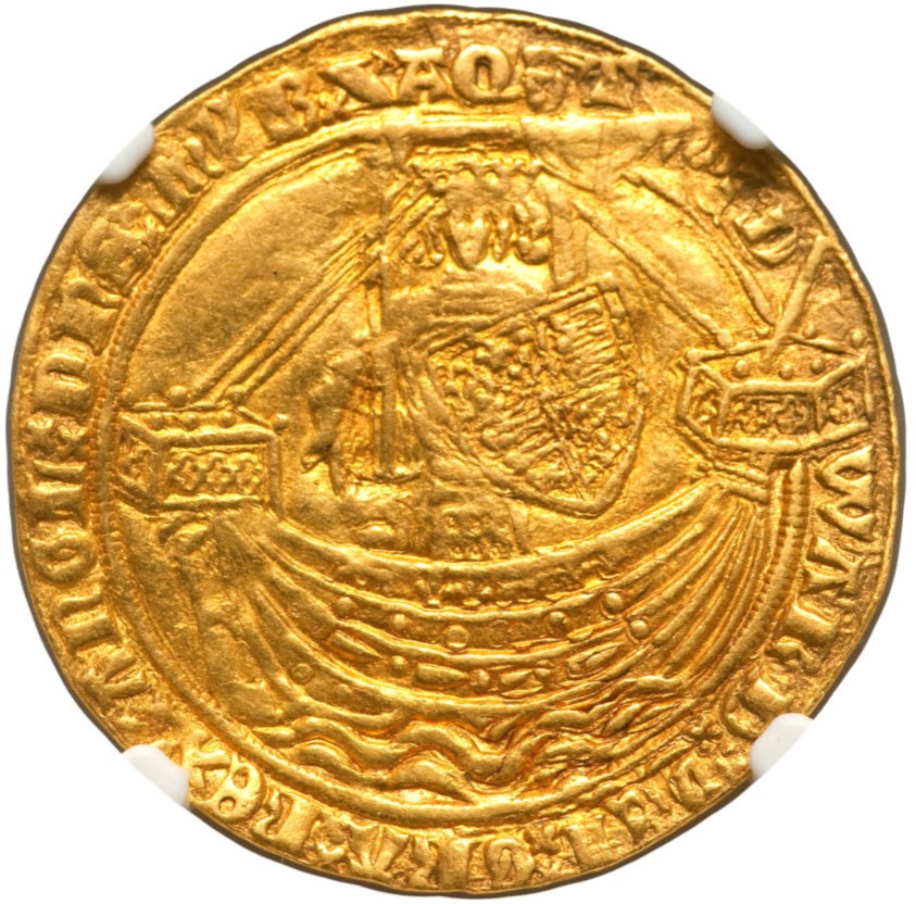 【動画あり】グレートブリテン エドワード3世(1361-1369) ノーブル金貨 NGC-AU50