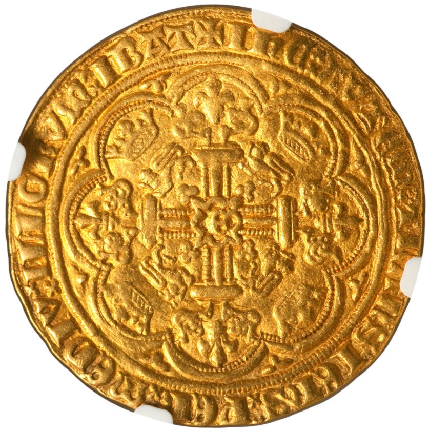 【動画あり】グレートブリテン エドワード3世(1361-1369) ノーブル金貨 NGC-AU50