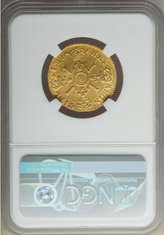 フランス 1694-D年 ルイ14世 1ルイドール金貨 NGC AU58