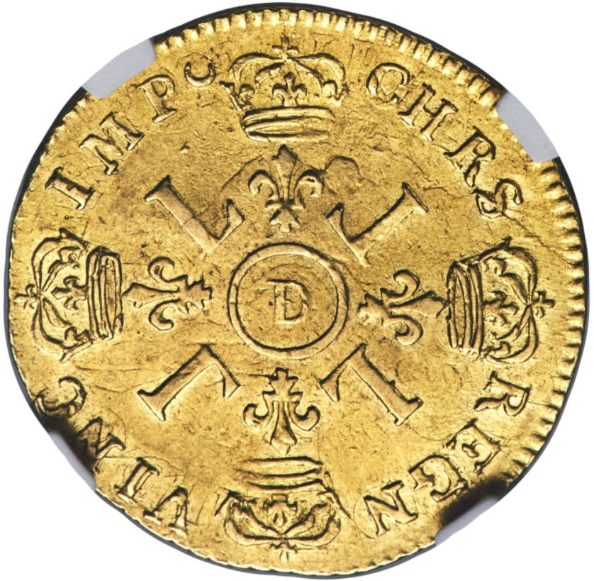 フランス 1694-D年 ルイ14世 1ルイドール金貨 NGC AU58 | アンティーク