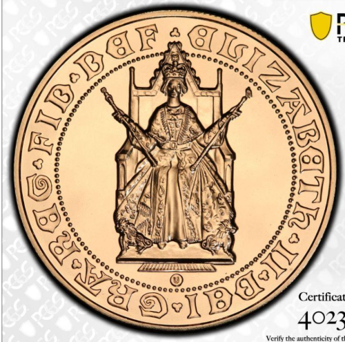 英国 1989年 イギリス エリザベス2世 500周年記念 5ポンド 金貨 NGC