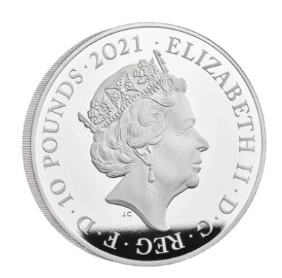 グレートブリテン2021年ニューゴシッククラウン5オンス10ポンド銀貨NGC-PF70UCAMオリジナル箱付き