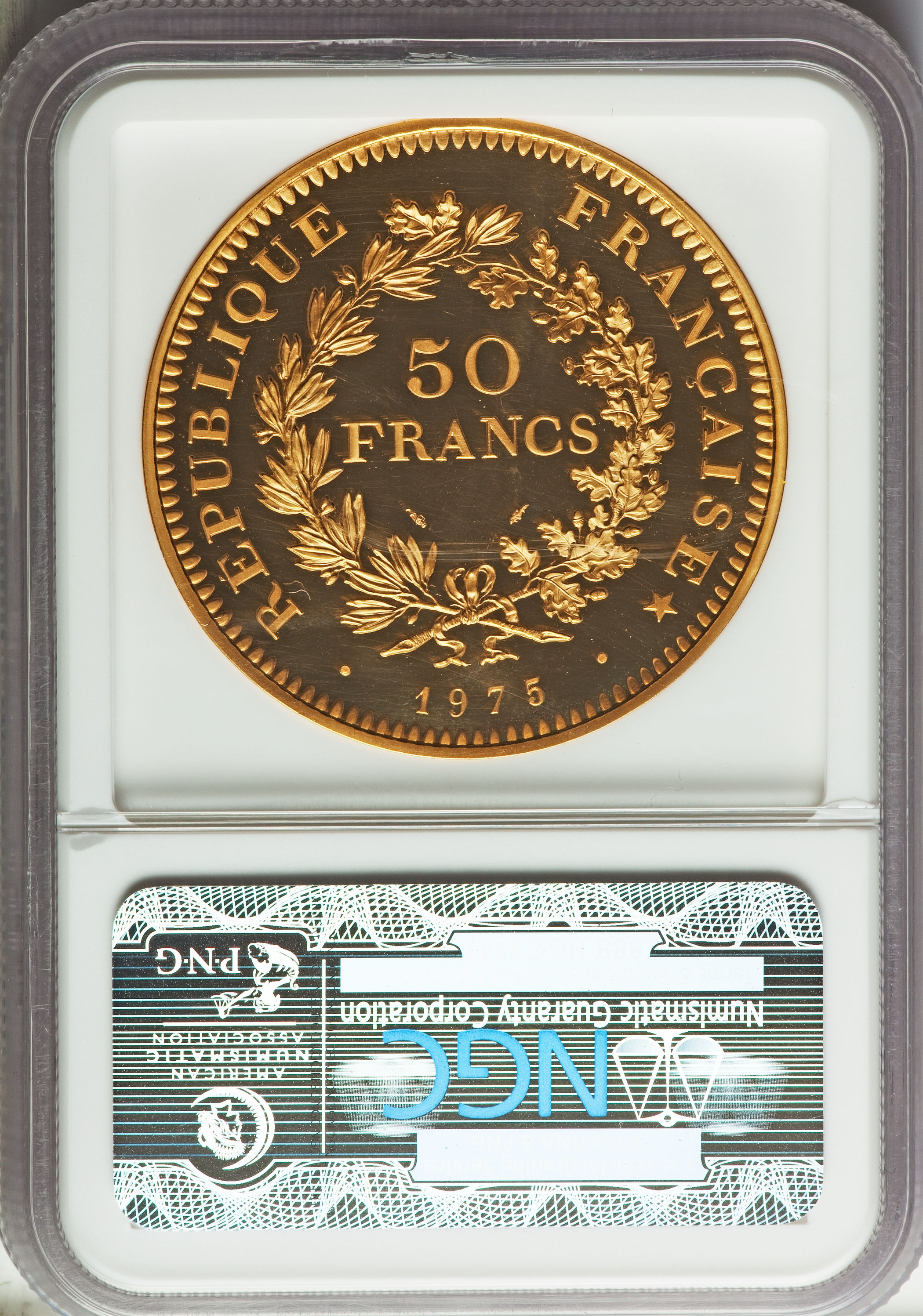フランス試鋳貨金貨 リパブリックプルーフ金貨gold 50 Francs 1975