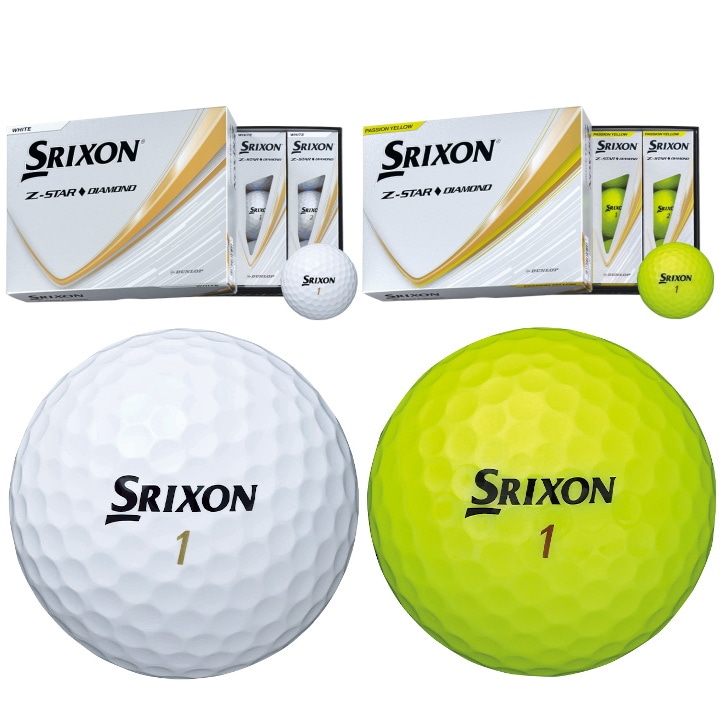 【送料無料】2025 スリクソン Z-STAR ◆ DIAMOND (ダイヤモンド) ゴルフボール 1ダース(12球入り) 日本仕様 SRIXON ( ホワイト / イエロー )
