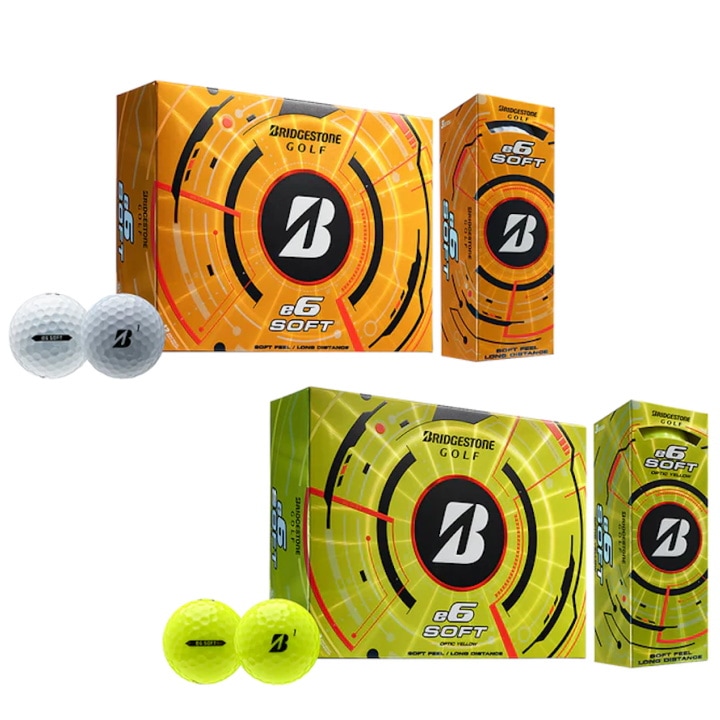 【送料無料】2025 ブリヂストン e6 Soft ソフト ゴルフボール 1ダース (12球入り) US仕様 ( ホワイト / イエロー ) BRIDGESTON