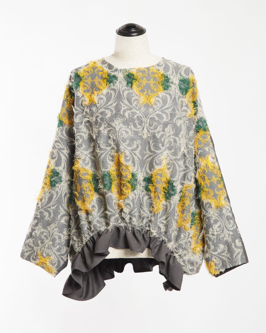 ダマスクギャザーブラウス