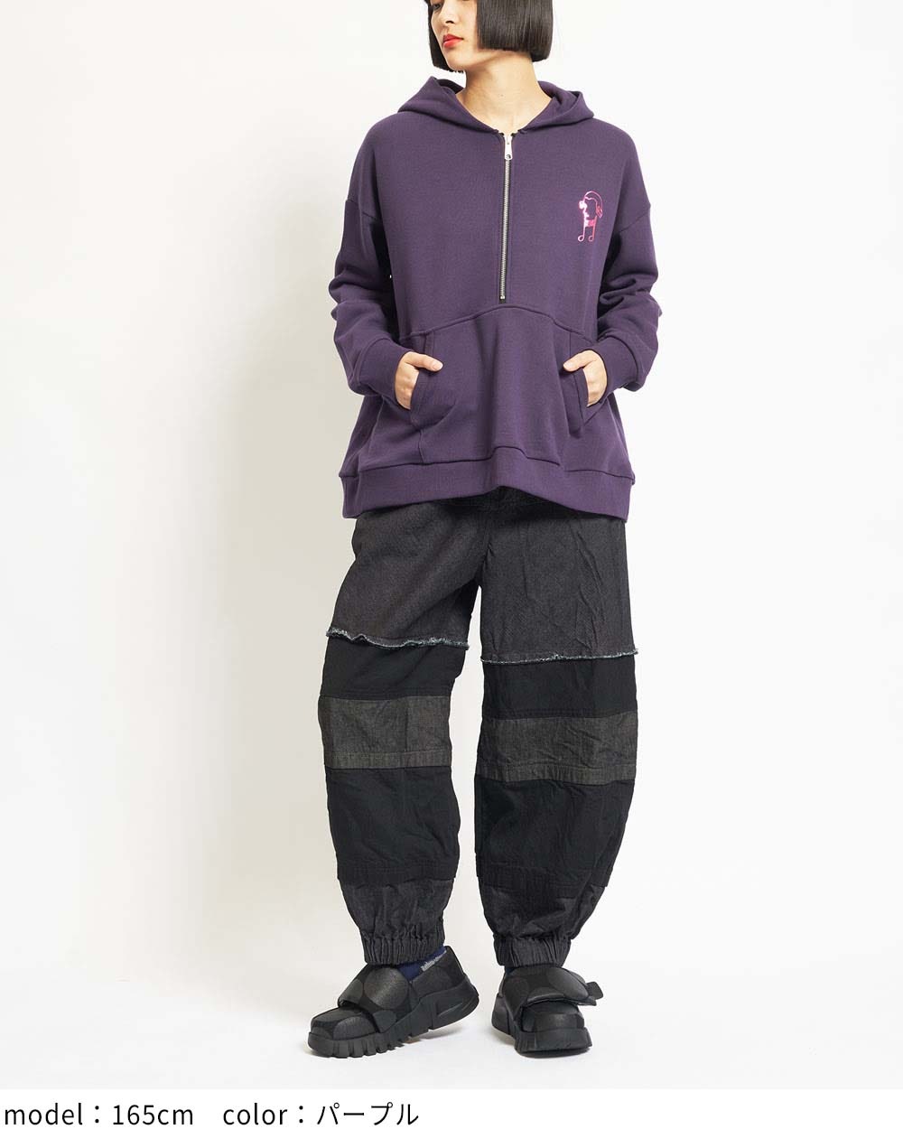 ハーフジップパーカー