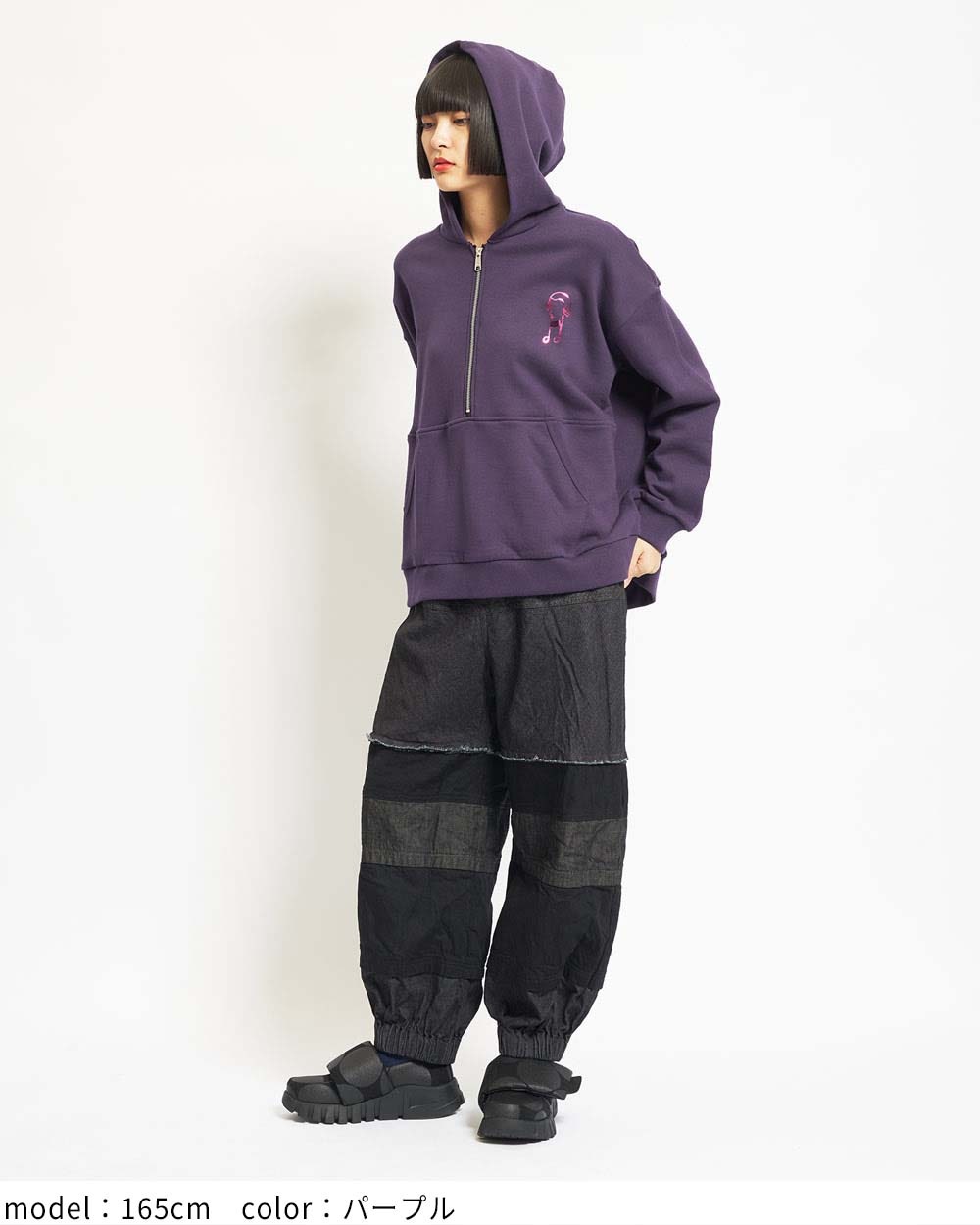 ハーフジップパーカー