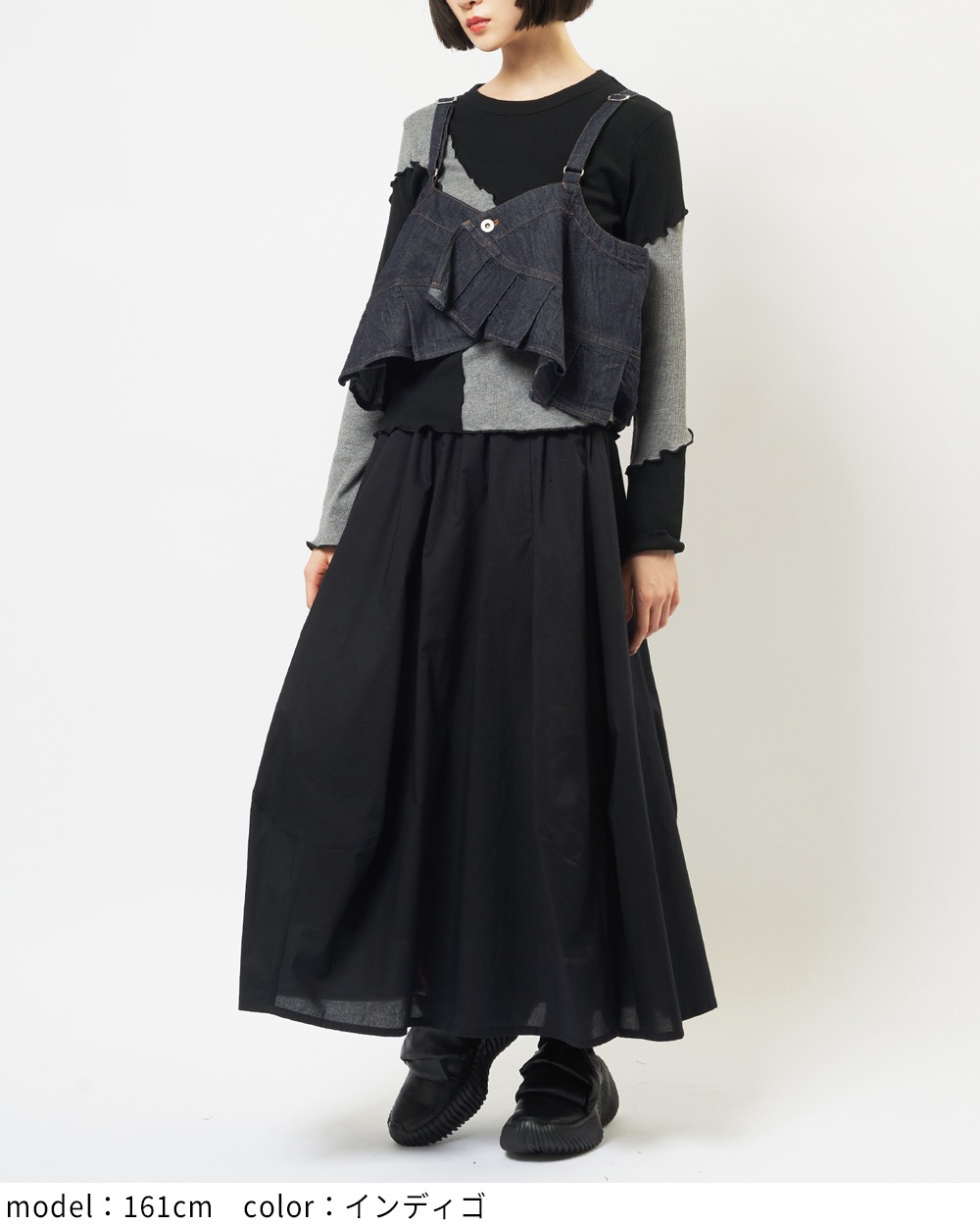 プリーツデニムキャミソール