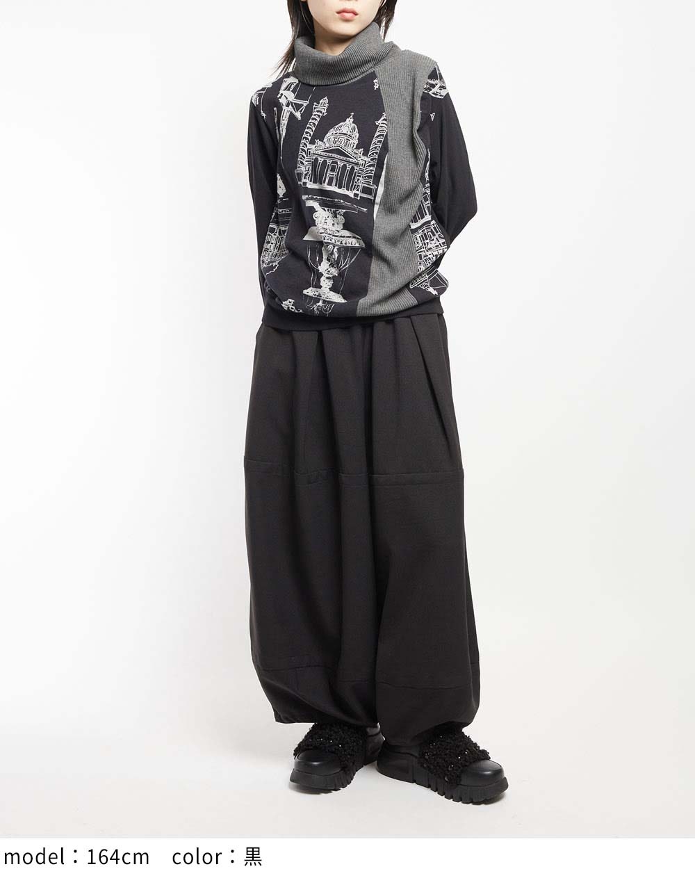 ハイネックドレープT