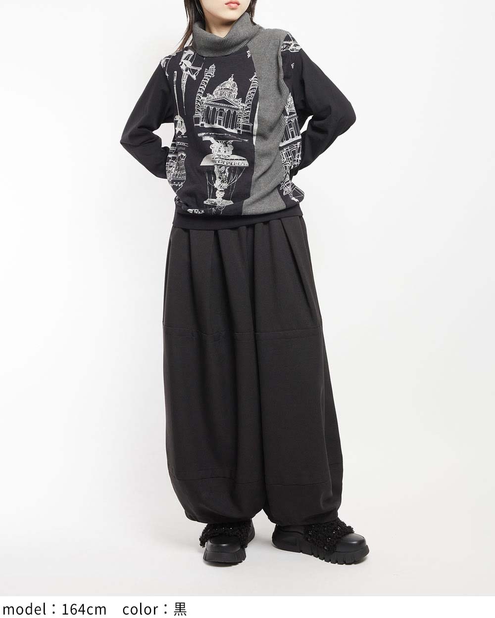 ハイネックドレープT