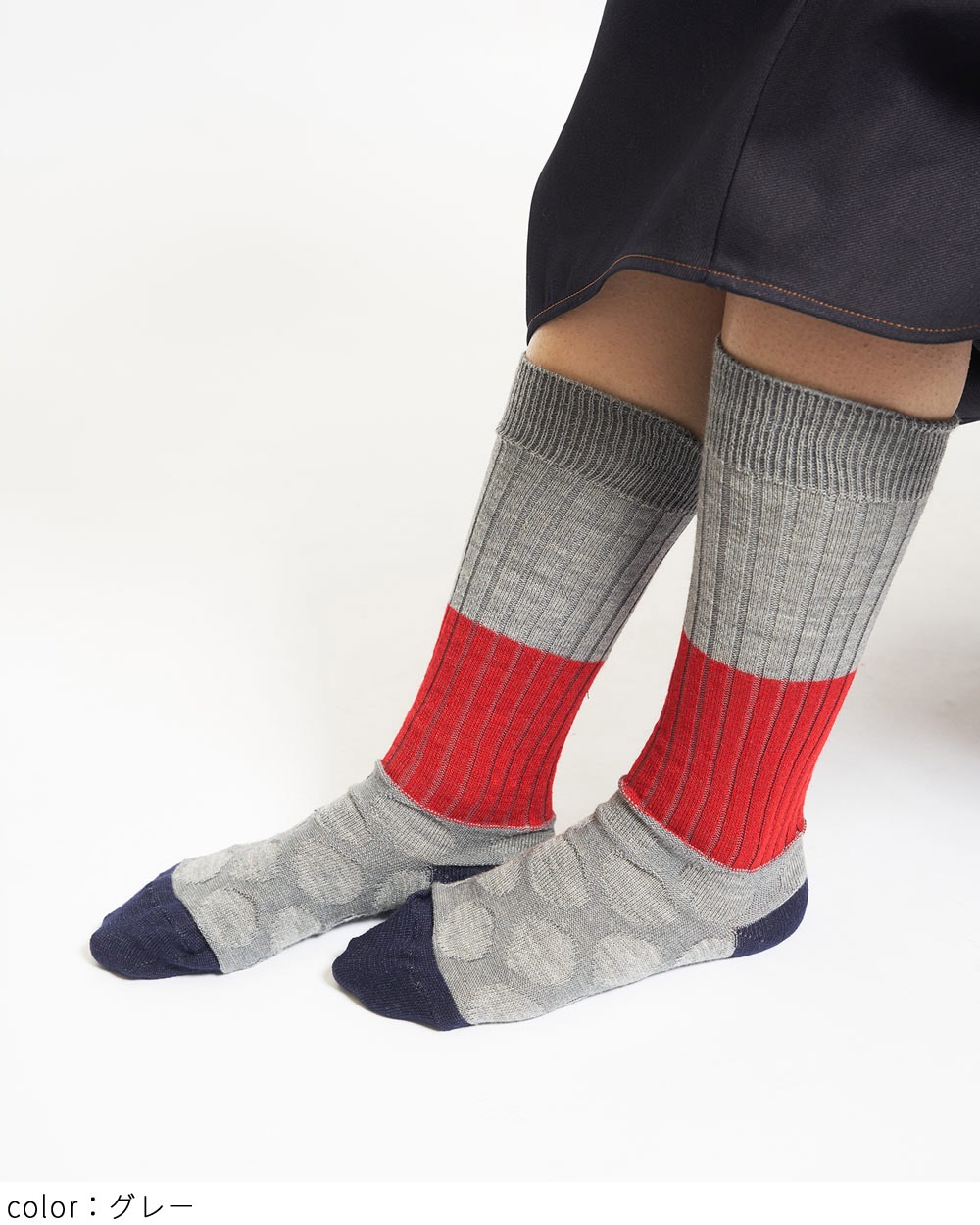 リブ&ドットハイソックス