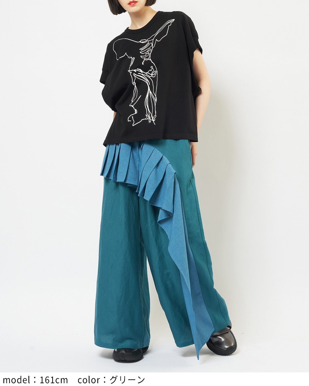リネンレーヨンフリルパンツ