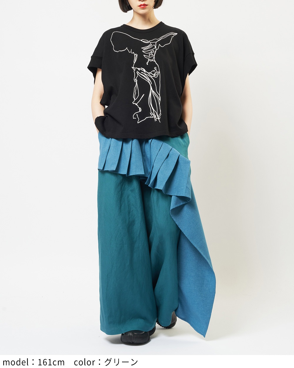 リネンレーヨンフリルパンツ