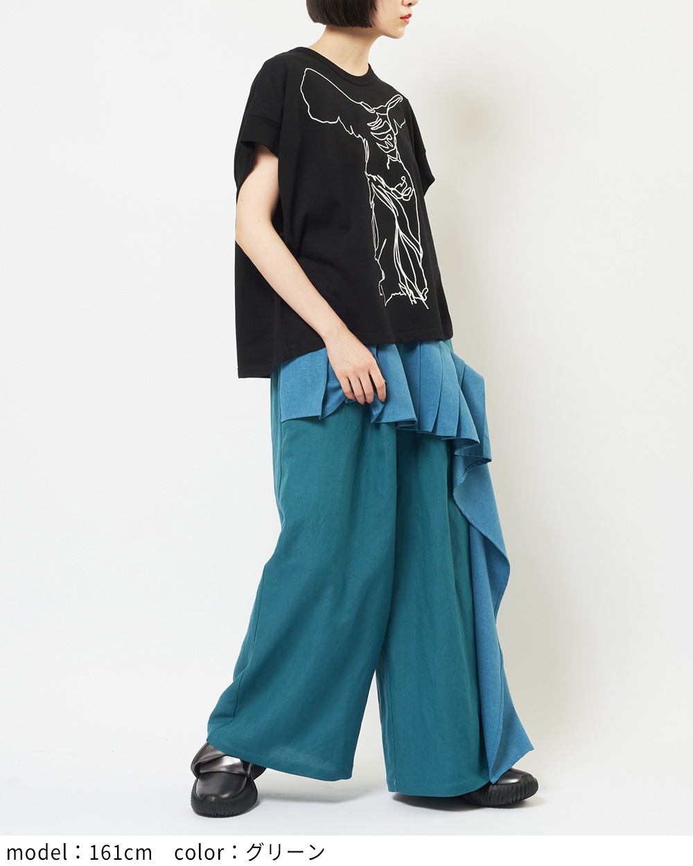 リネンレーヨンフリルパンツ