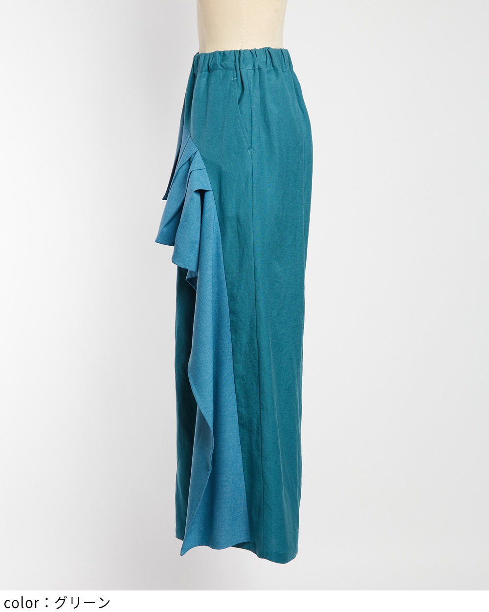 リネンレーヨンフリルパンツ