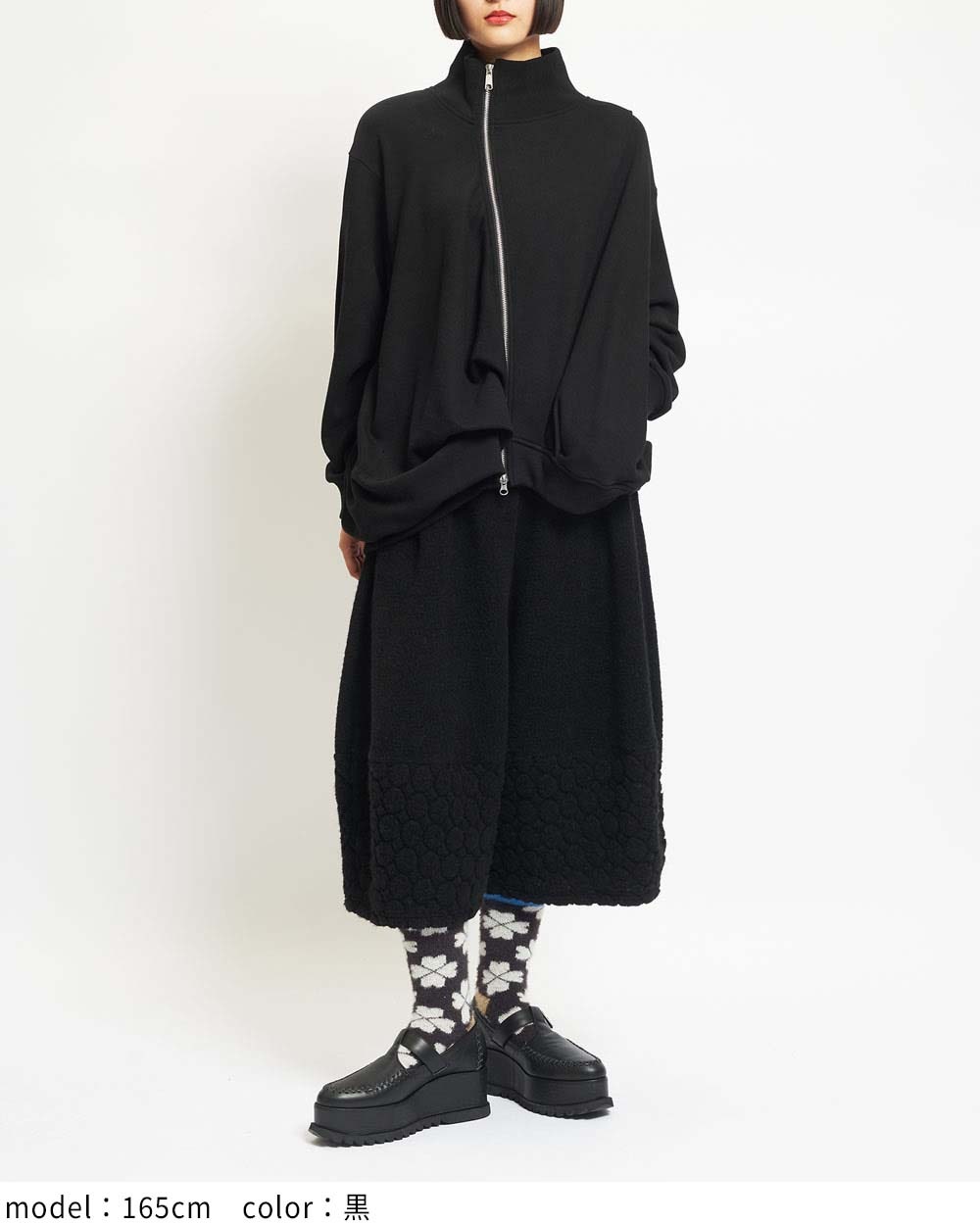 gomme ゴム 変形ダブルボタンパーカー 綿100％ 黒 S相当*ZC231 gomme】ゴム 公式オンラインショップ