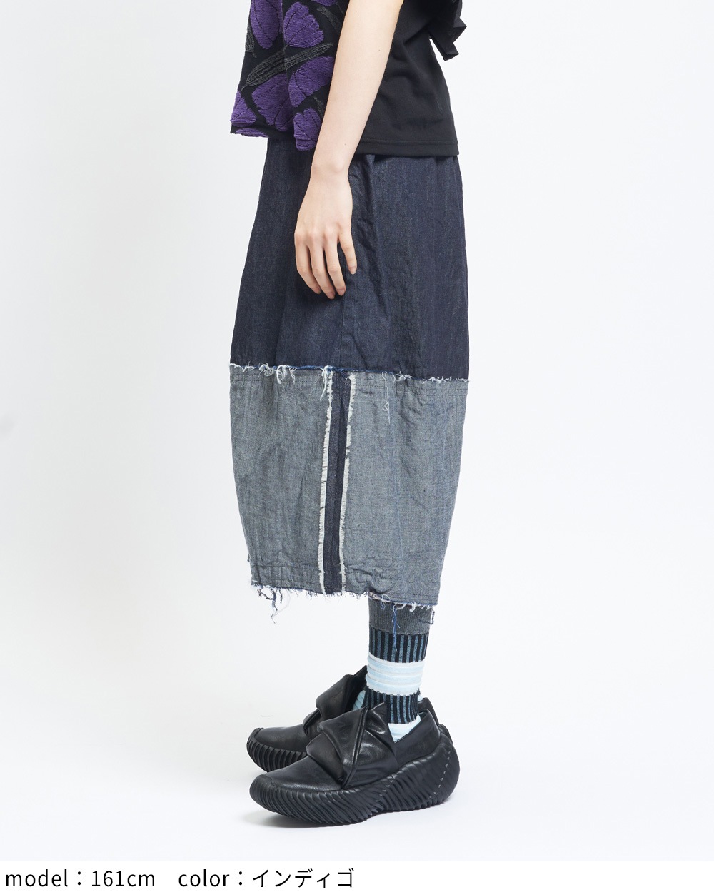 切替デニムパンツ