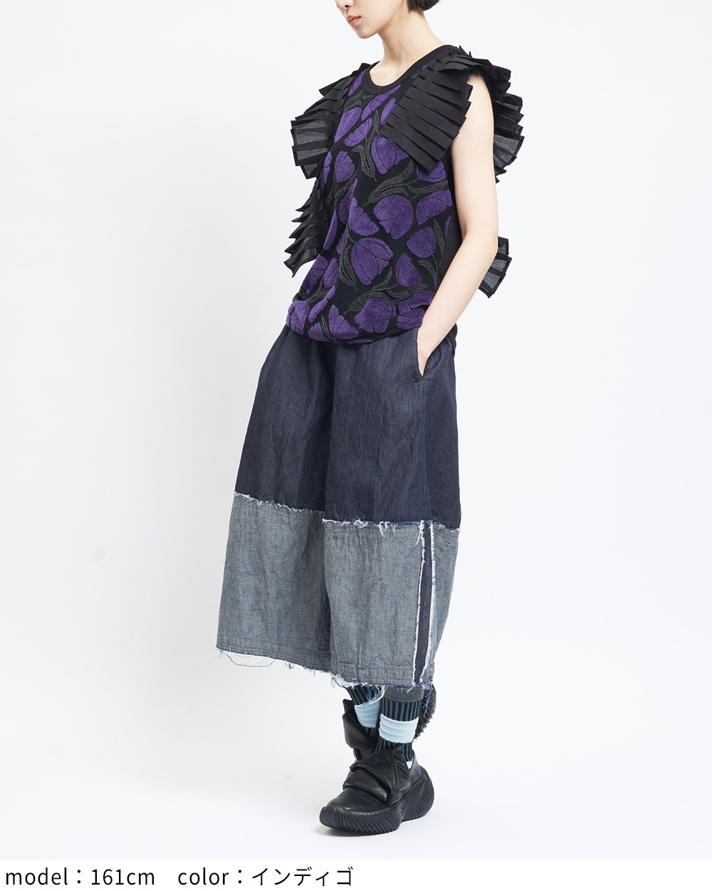 切替デニムパンツ