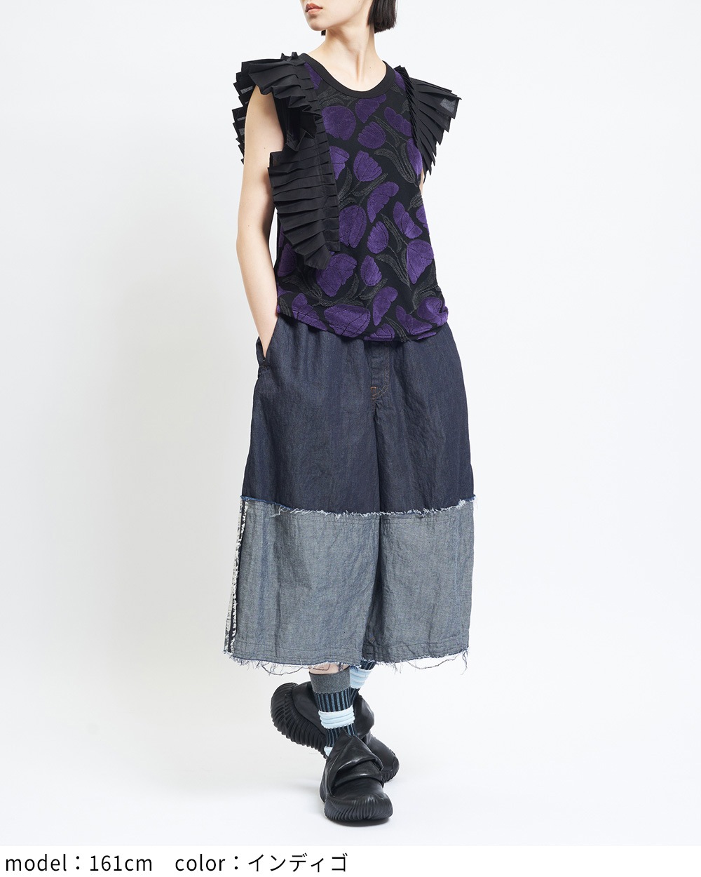 切替デニムパンツ